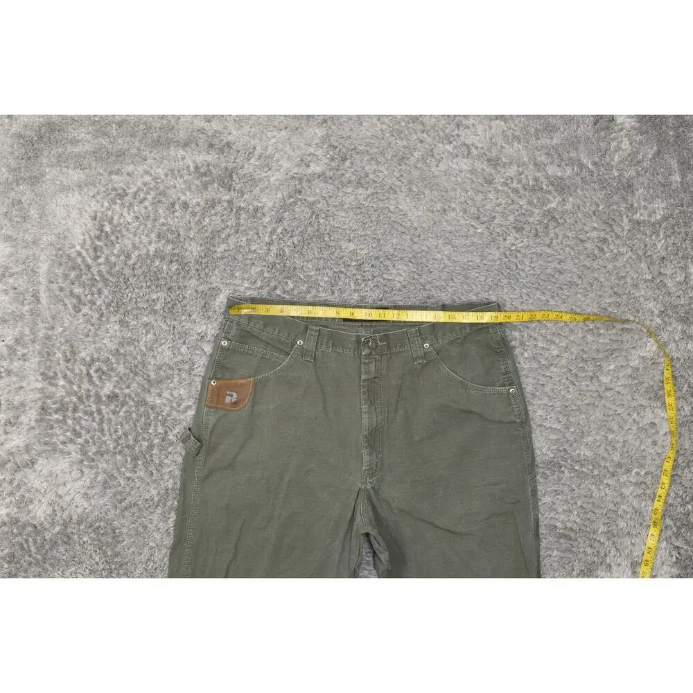 Ripstop RIGGS by Wrangler Work Green Carpenter Pants Straight Cotton Men's 38x34